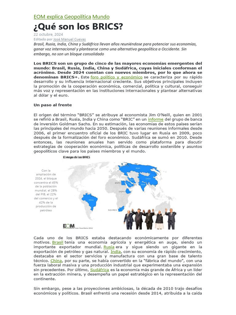 BRICS+: Geopolítica y Desafíos Económicos | PDF | Economias
