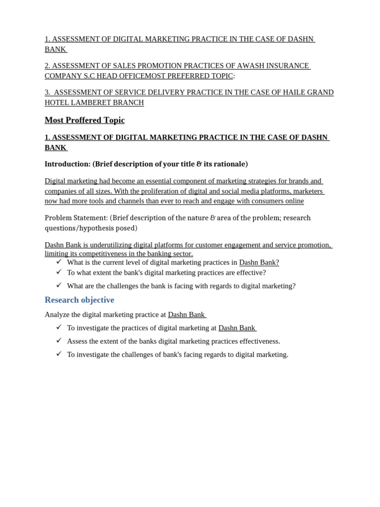 Digital Marketing Assessment: Dashn Bank | PDF