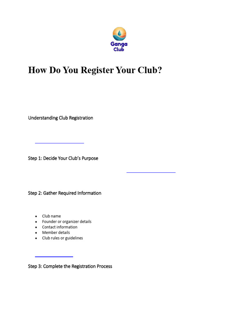 Ganga Club Registration Guide | PDF