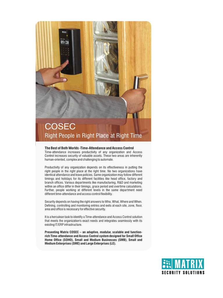 Matrix COSEC: Time-Attendance & Access Control | PDF | Access Control ...