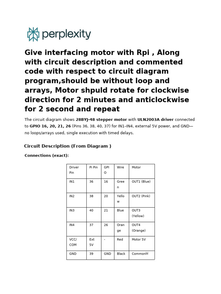Give interfacing motor with Rpi , Along with circu | PDF | Electricity ...
