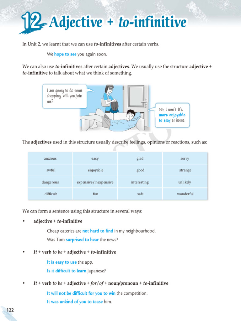 Adjective + To-Infinitive Structure Guide | PDF | Adjective | Verb