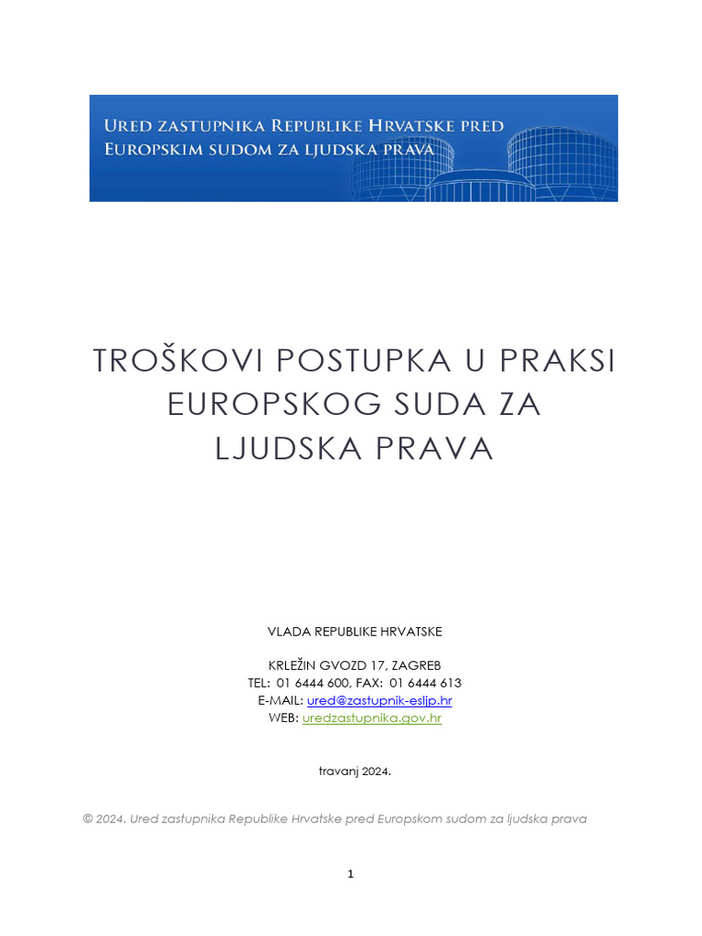 Publikacija - Troškovi Postupka U Praksi ESLJP | PDF