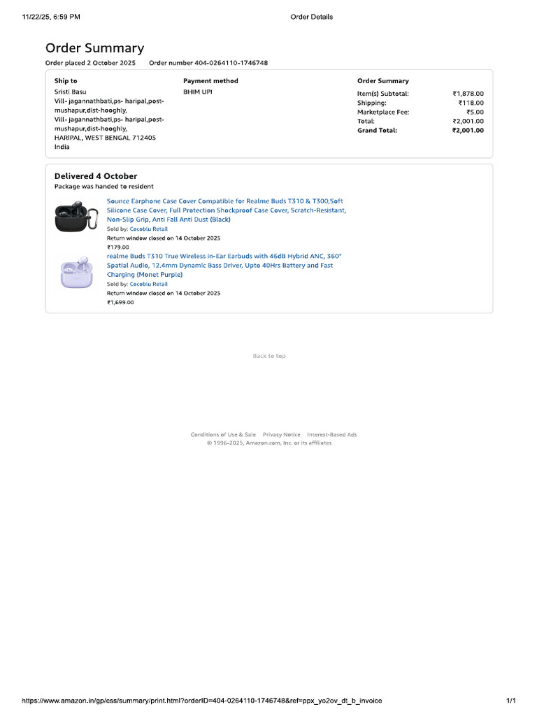 Order Summary t310 | PDF
