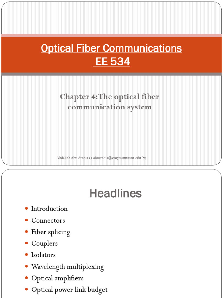 EE 534 Chapter 2 | PDF | Wavelength Division Multiplexing | Optical Fiber