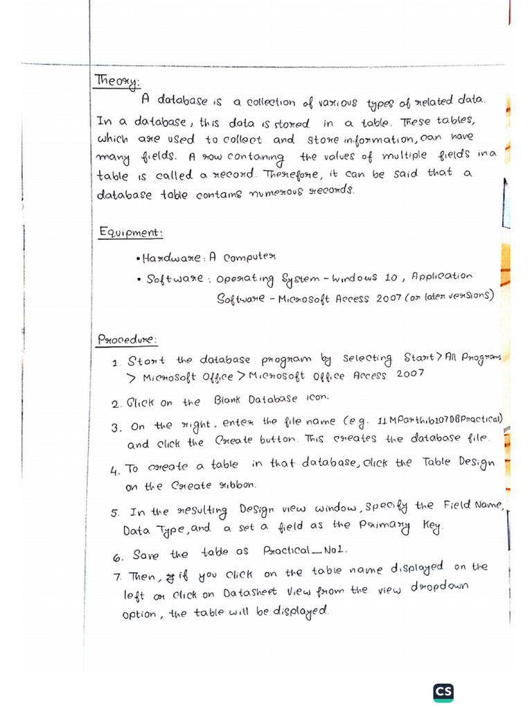 ICT Database Practical 0109 | PDF