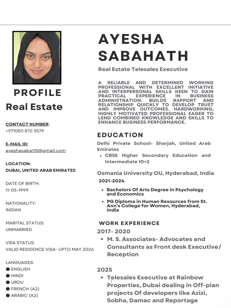 Resume Ayesha Saba Hath | PDF