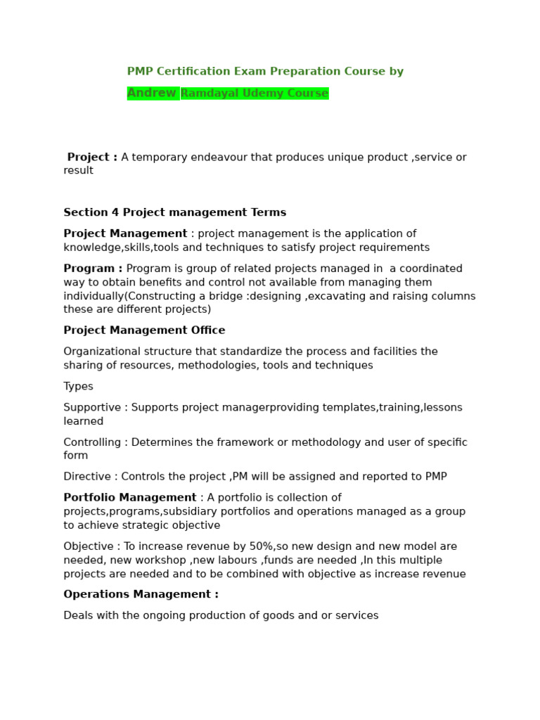 PMP Exam Prep: Key Project Management Concepts | PDF | Project ...
