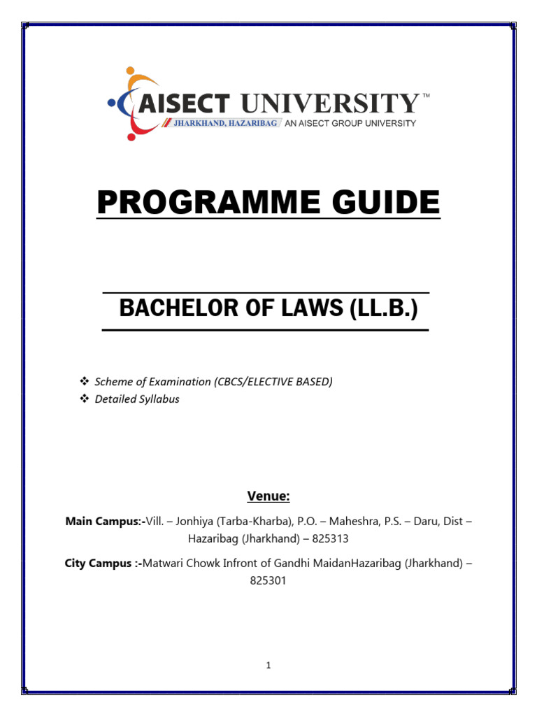 Bachelor of Laws (LL.B.) Programme Guide | PDF | Tort | Justice