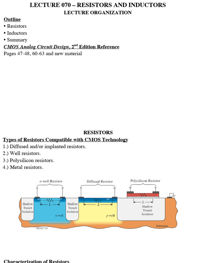 Resistors and Inductors in CMOS Design | PDF | Resistor | Electrical ...