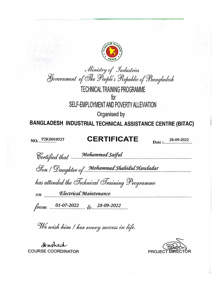 Bitac Certificate | PDF
