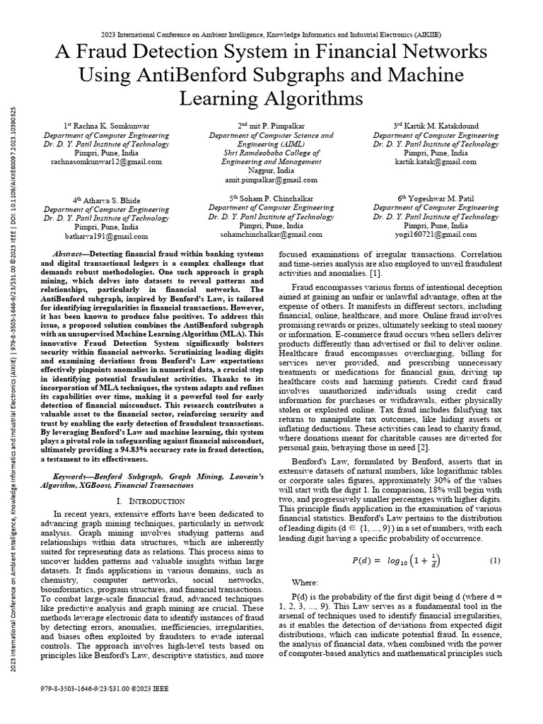 Fraud Detection in Financial Networks | PDF | Applied Mathematics