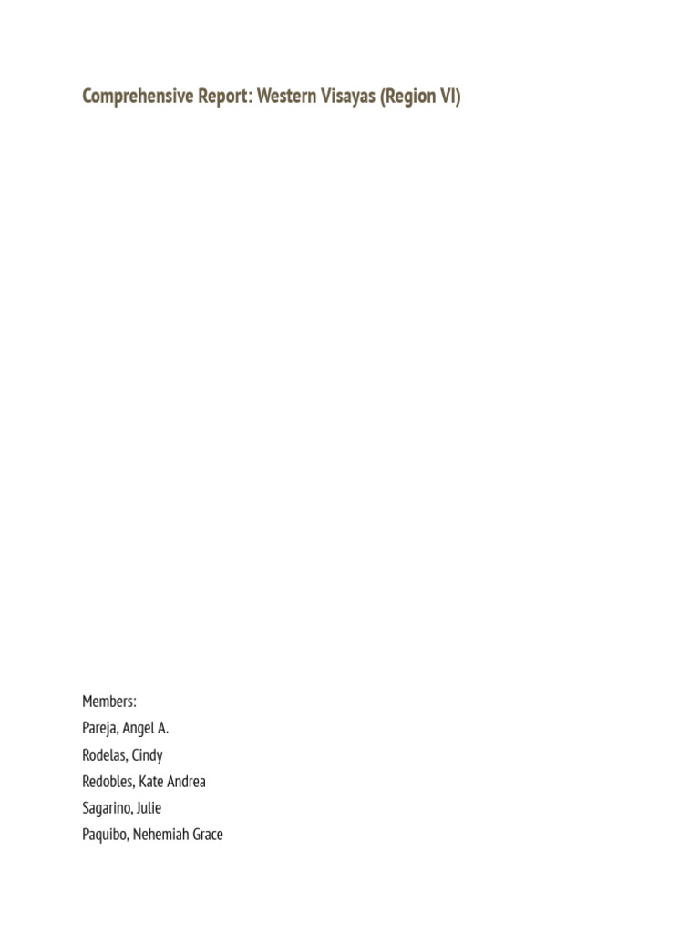Comprehensive Report: Western Visayas (Region VI) | PDF