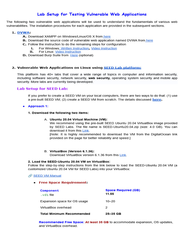 Vulnerable Web App Lab Setup Guide | PDF | Virtual Machine ...