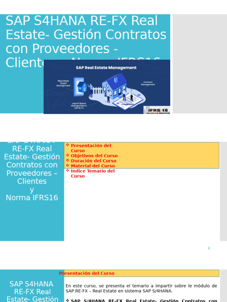 SAP S4HANA RE-FX Real Estate - Gestion Contratos Con Proveedores ...