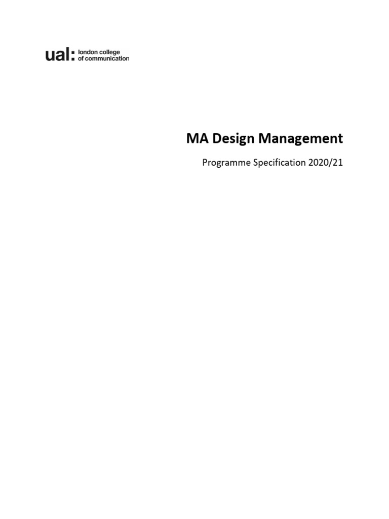 MA Design Management Programme Overview | PDF | Methodology | Design