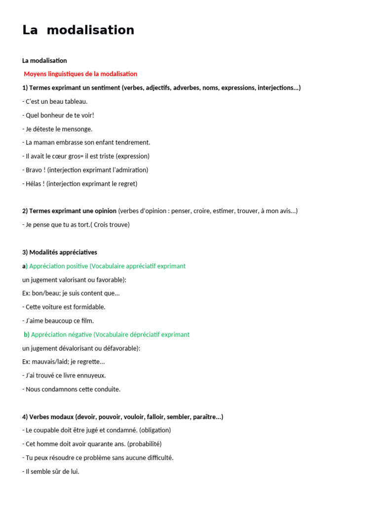 Comprendre la modalisation en linguistique | PDF | Phrase | Unités ...