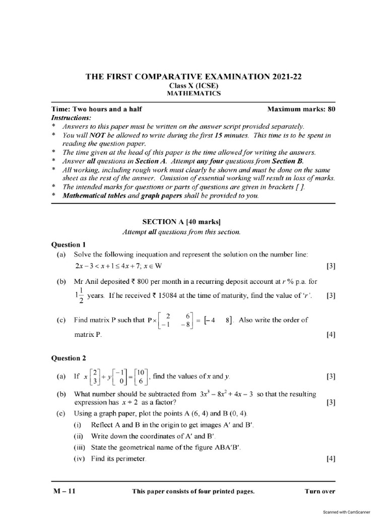 First Comparative 21-22 Maths-10 | PDF