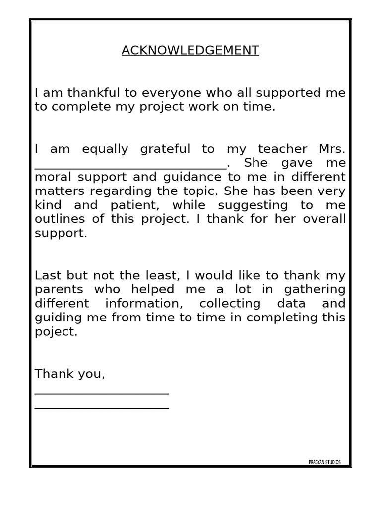Project Acknowledgement Section | PDF
