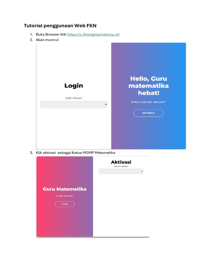 Panduan Aktivasi dan Anggota Web FKN | PDF