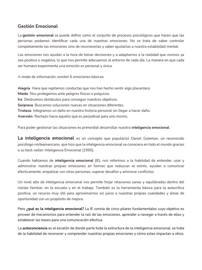 Estrategias para la Gestión Emocional | PDF | Las emociones ...