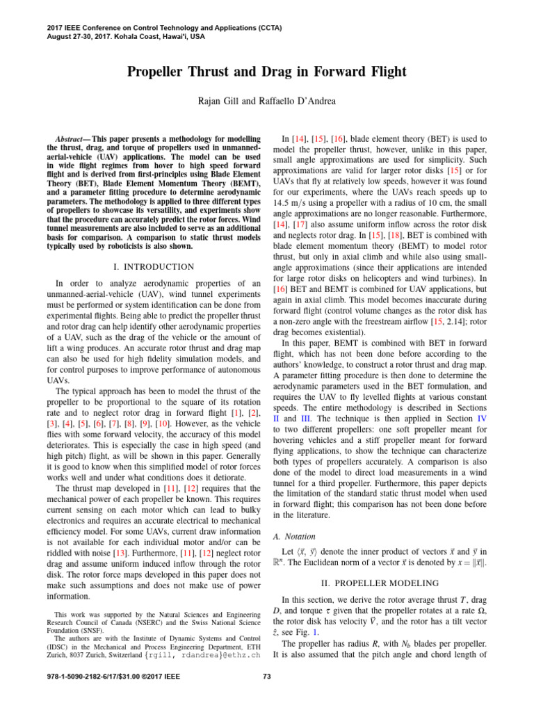 Propeller Thrust and Drag Modeling | PDF | Thrust | Helicopter Rotor