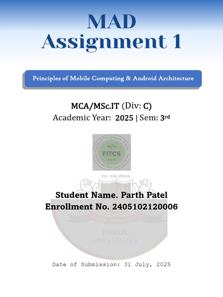 MAD Assignment FrontPage PG3I | PDF