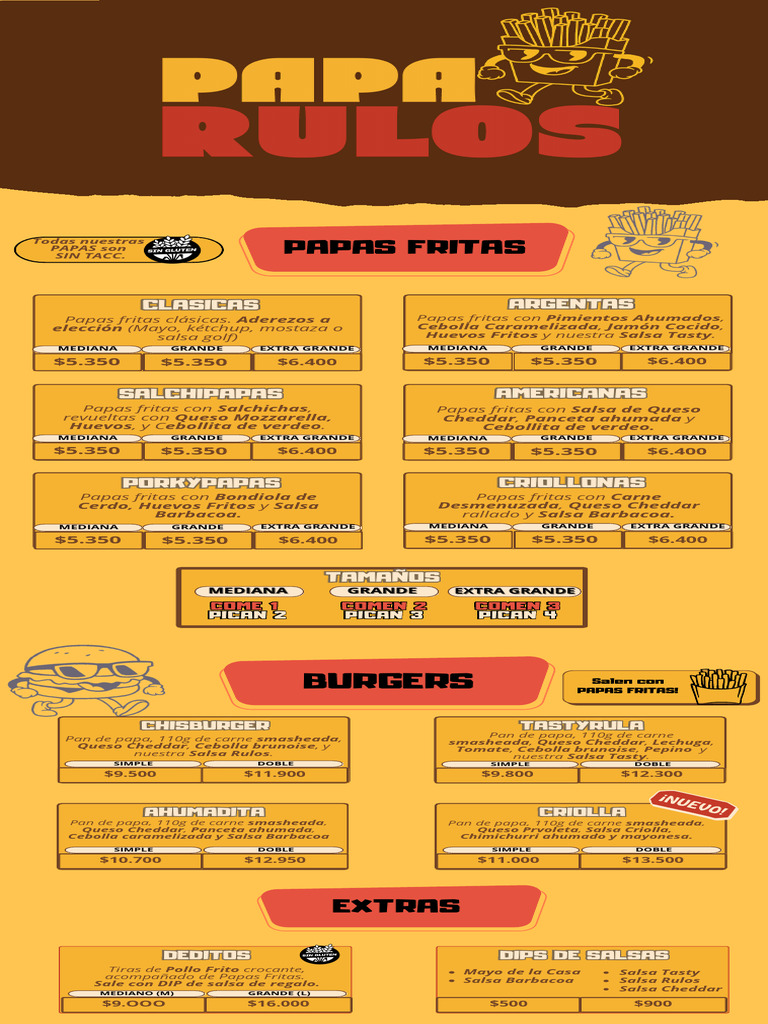 Menu Paparulos Original | PDF | Salsa | Parilla