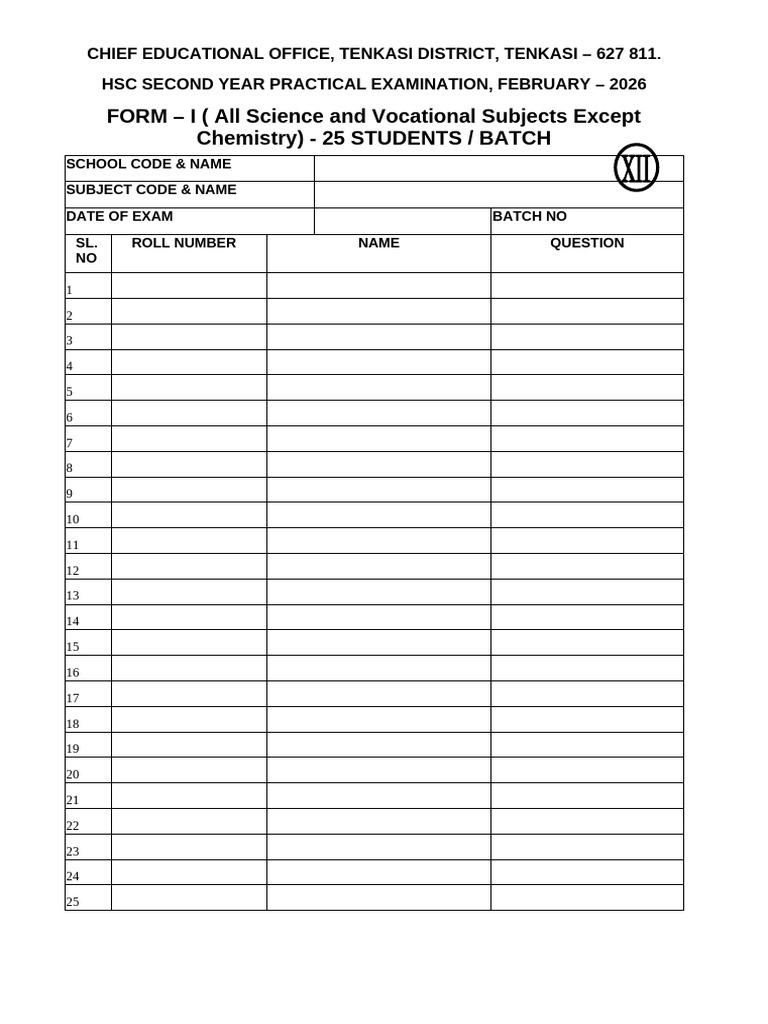 HSC Practical Exam Schedule 2026 | PDF