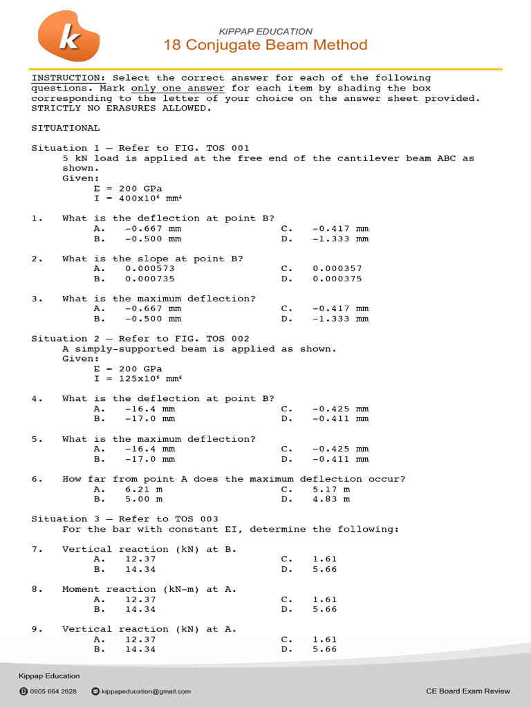 Conjugate Beam Method Exam Review | PDF | Beam (Structure) | Chess Theory