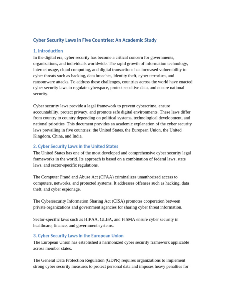Cyber Security Laws: A Global Overview | PDF | Security | Computer Security
