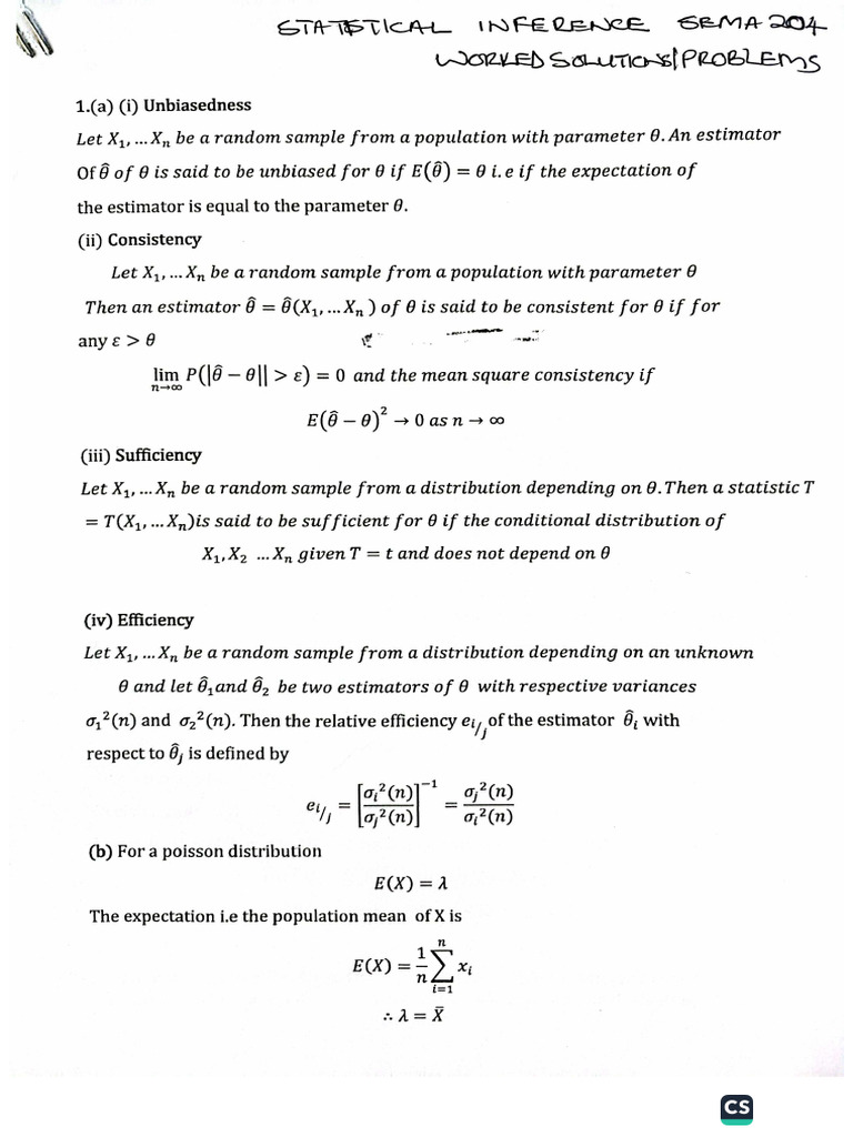 Statistical Inference Worked Examples | PDF