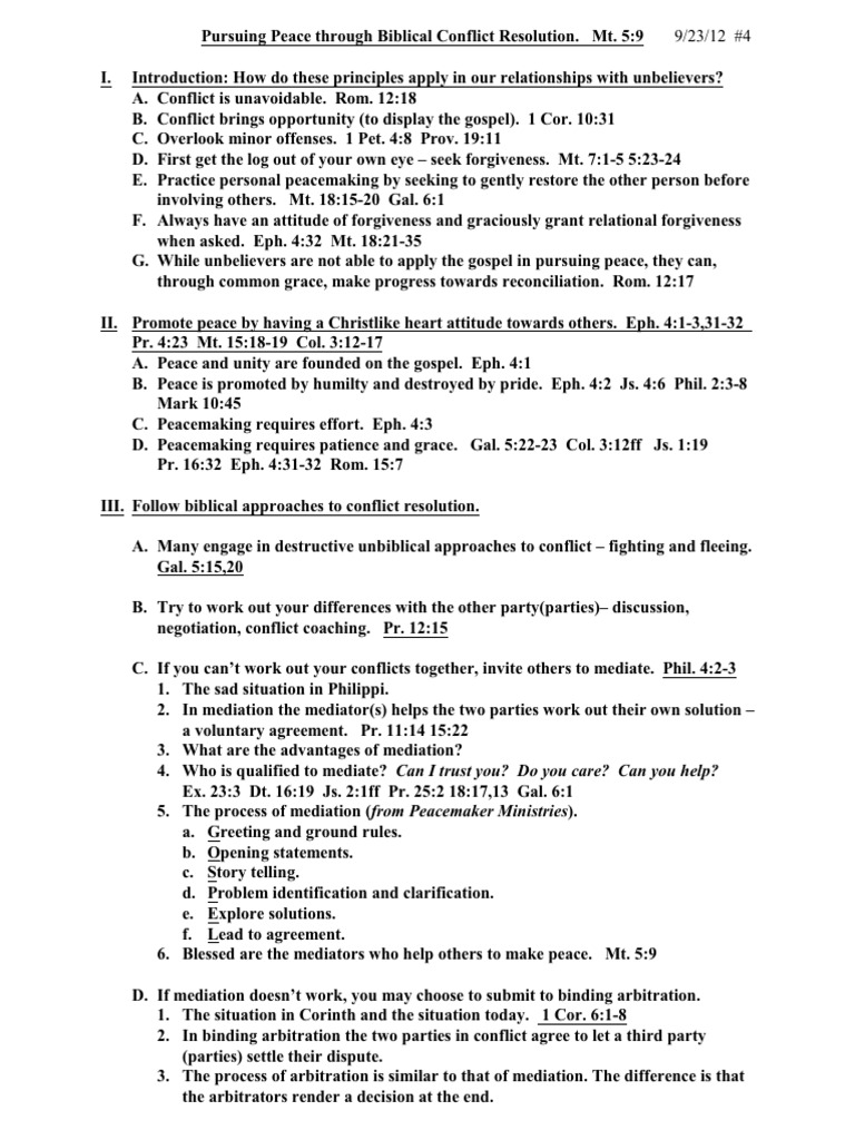 Biblical Conflict Resolution Principles | PDF | Mediation | Conflict ...