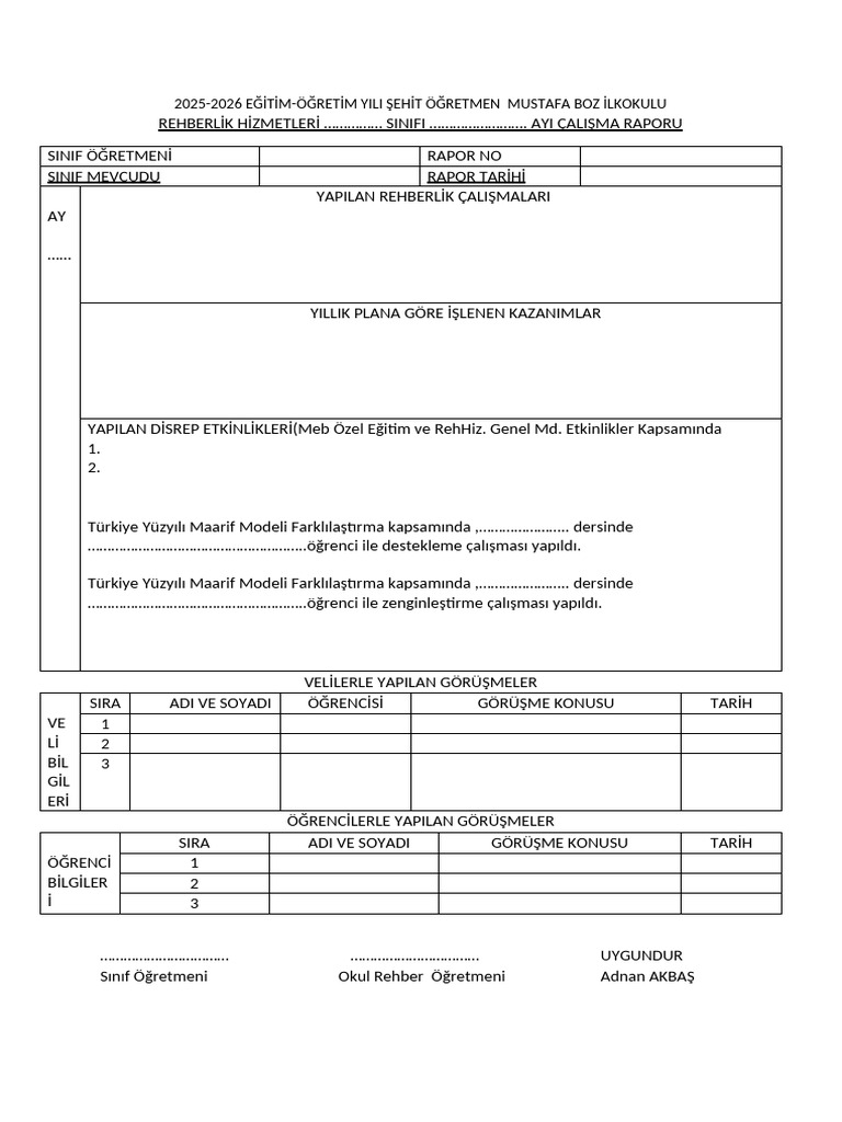 Reh Aylik Rapor | PDF