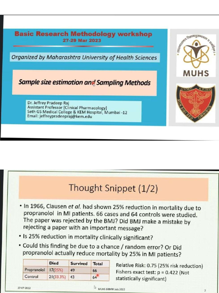 Sample Size Estimation and Sampling Method | PDF