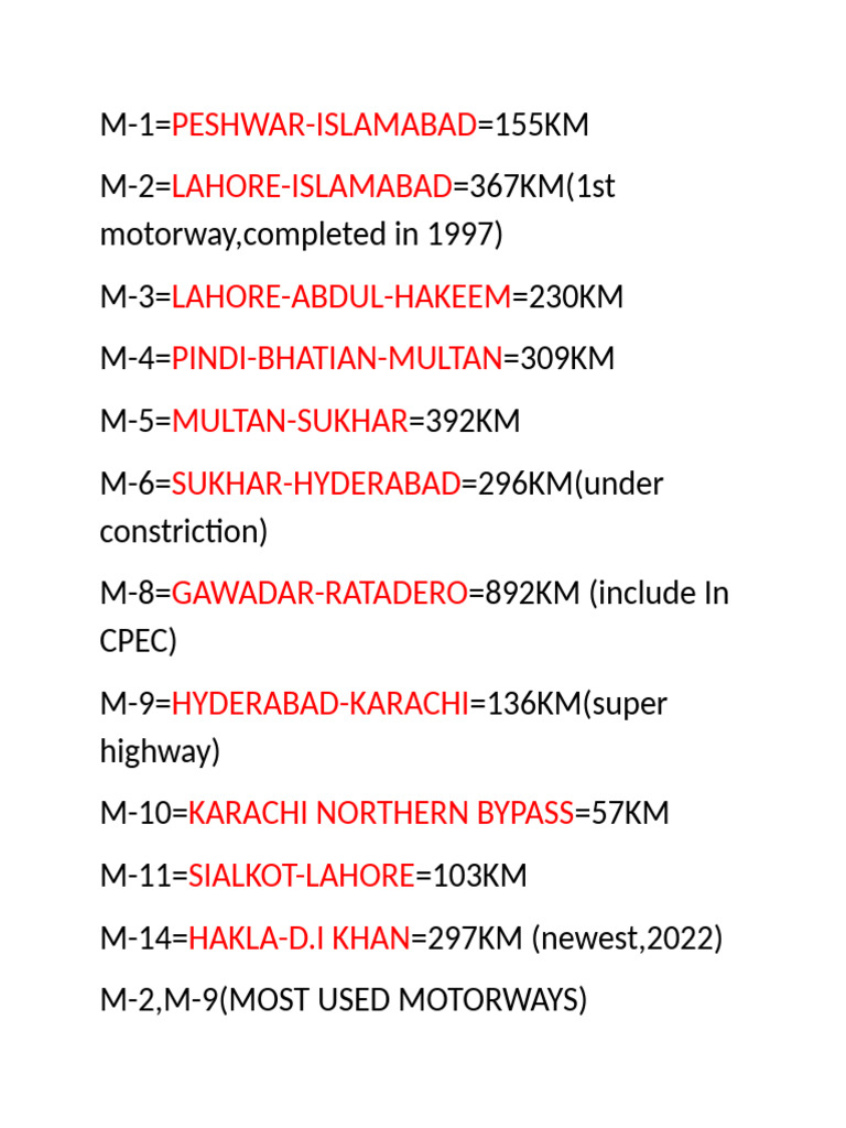 Overview of Pakistan's Motorways | PDF
