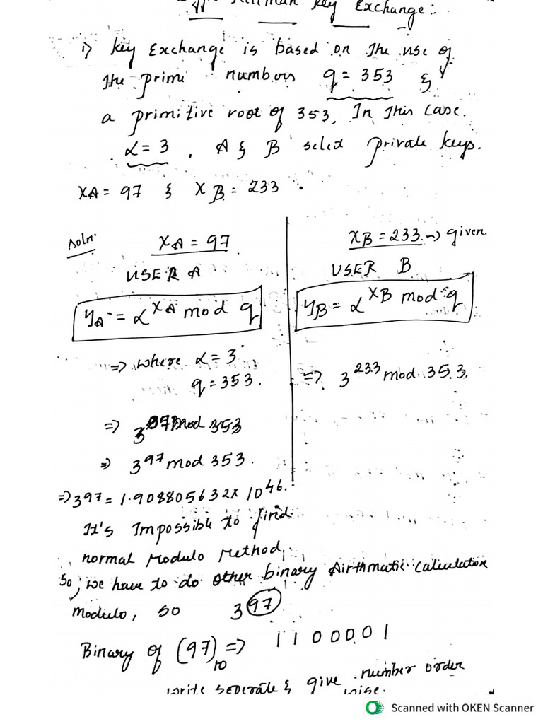 Diffie Hellman Exam Problem | PDF