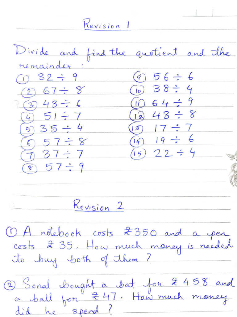 Maths Revision | PDF