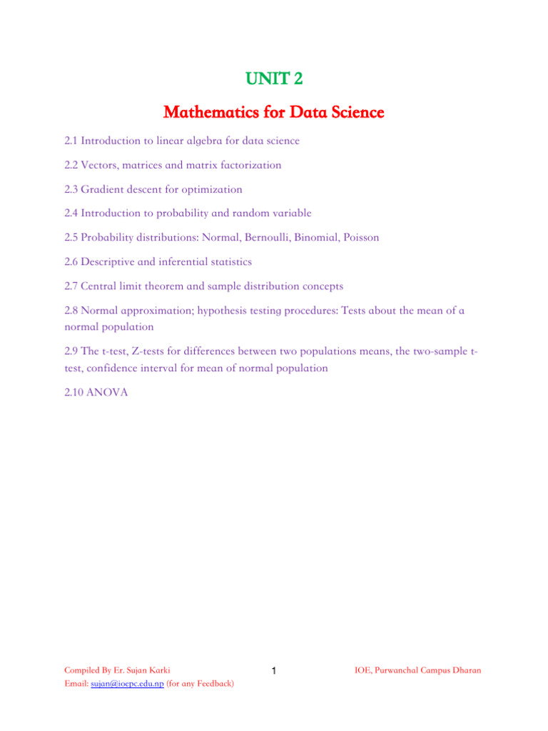 Linear Algebra Concepts for Data Science | PDF | Eigenvalues And ...