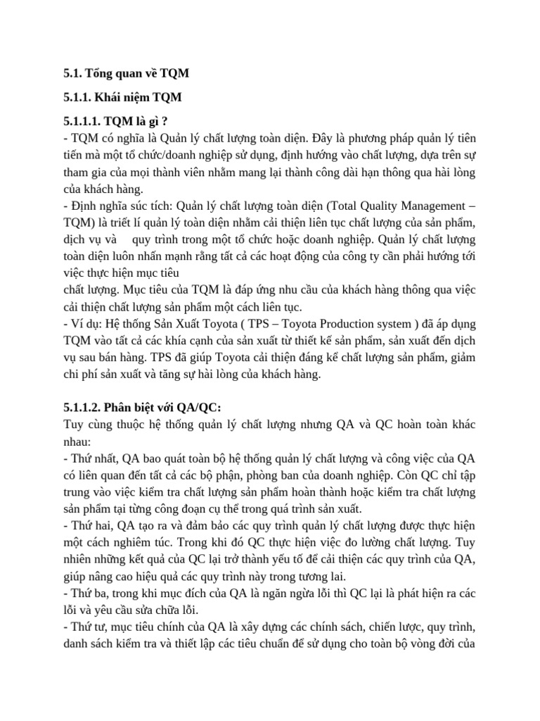 Chương 1 TQM | PDF