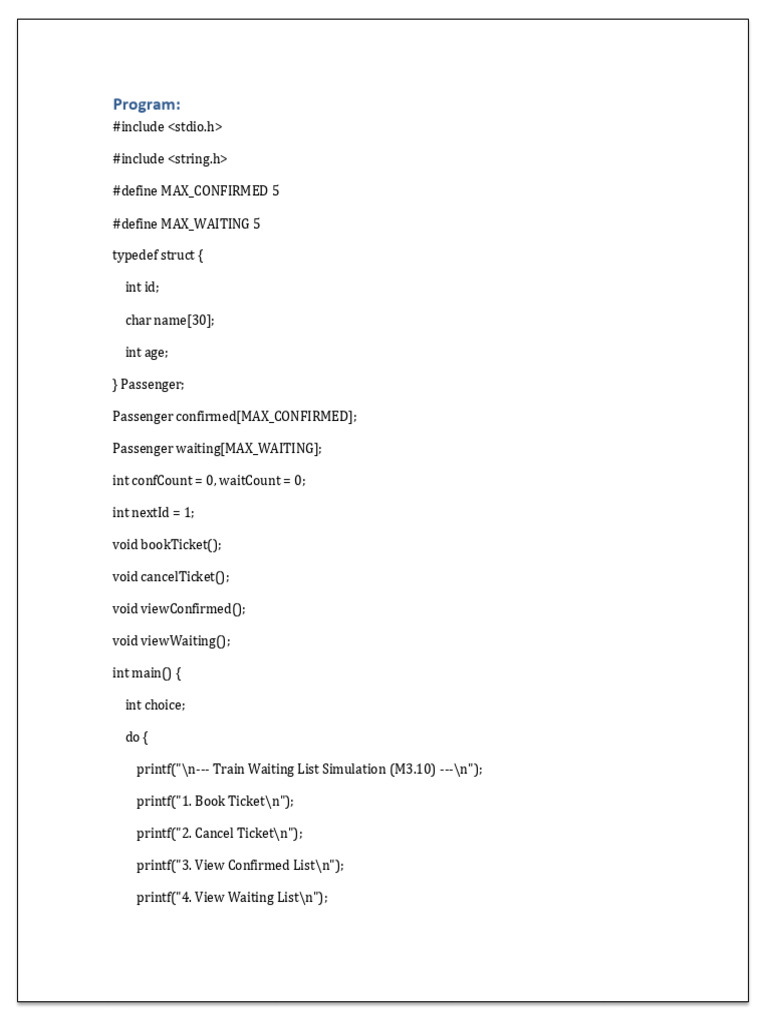 Train Ticket Booking System Code | PDF | Computer Programming ...