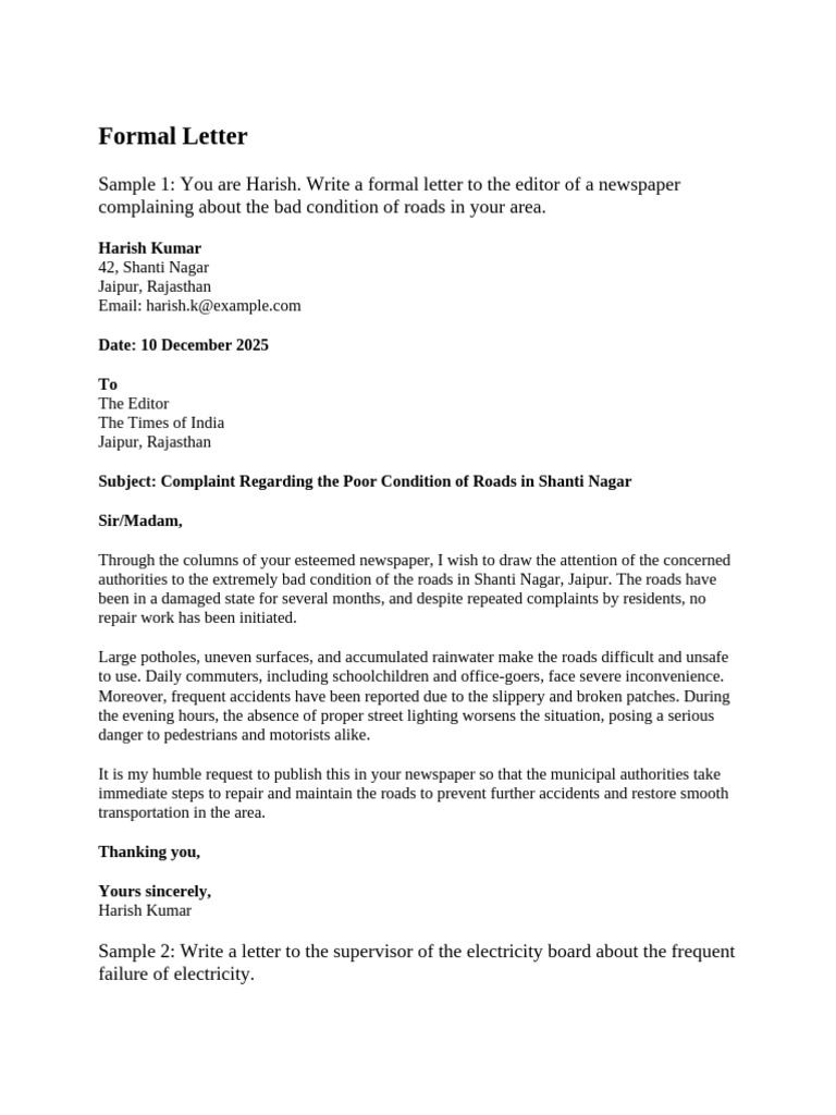Sample Letters | PDF