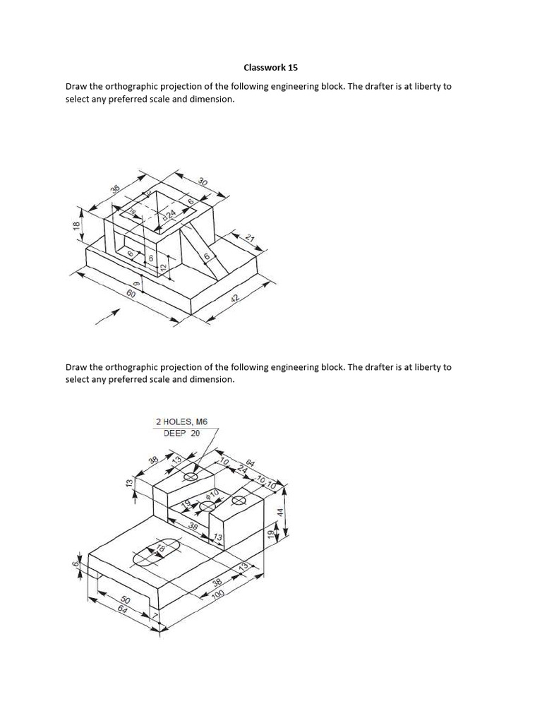 Orthographic Projection of Engineering Block | PDF