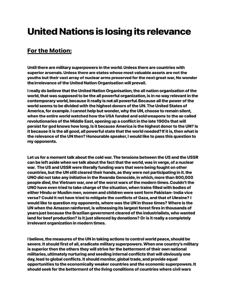 UN Effectiveness: Challenges and Achievements | PDF | United Nations ...