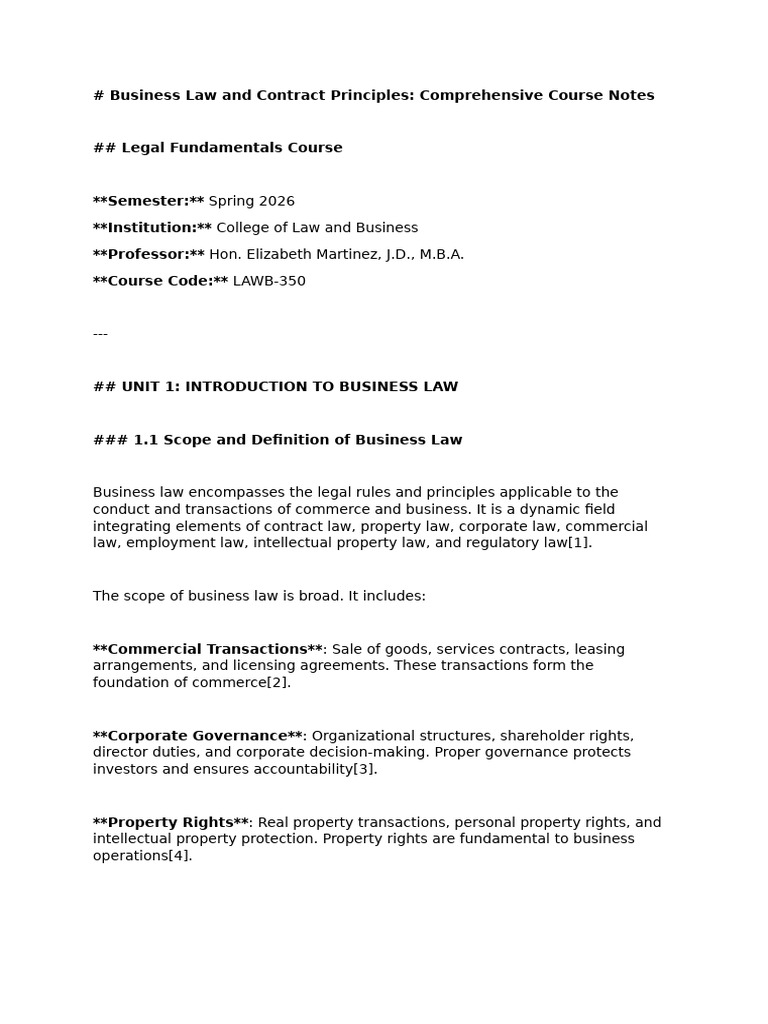 Business Law & Contract Principles Notes | PDF | Law Of Agency | Breach ...