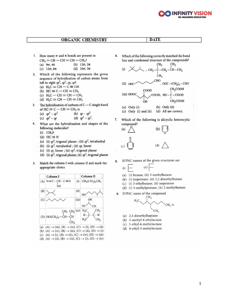 NSEJS Organic Chemistry Worksheet | PDF