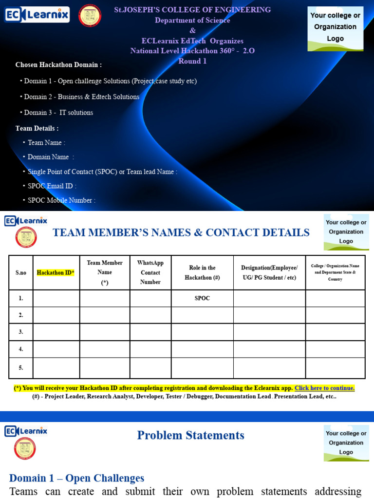 HACKATHON - Round 1 Template | PDF | Computing