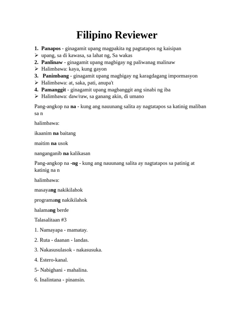 Filipino Reviewer | PDF