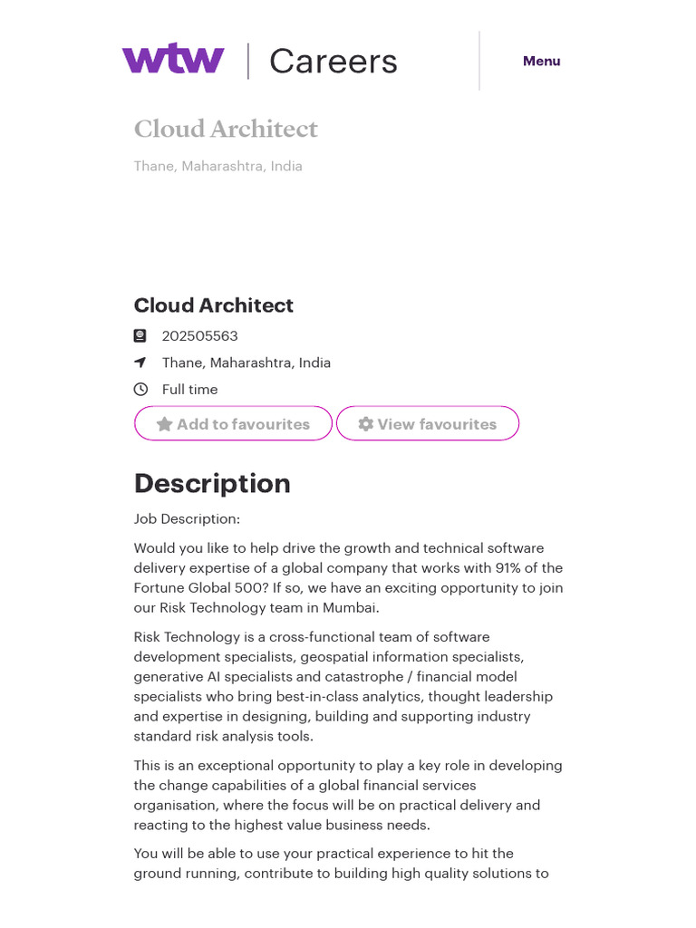 Cloud Architect Job in Thane, India | PDF | Cloud Computing | Recruitment
