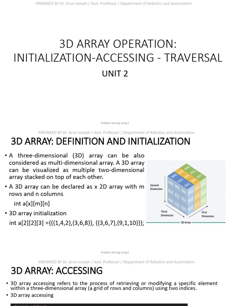 3D Array Operations in C Programming | PDF